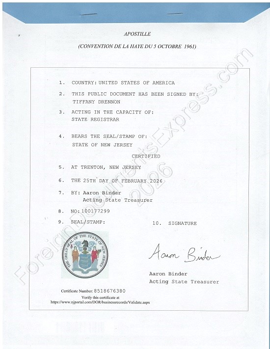 New Jersey Hague apostille NJ Hague apostille